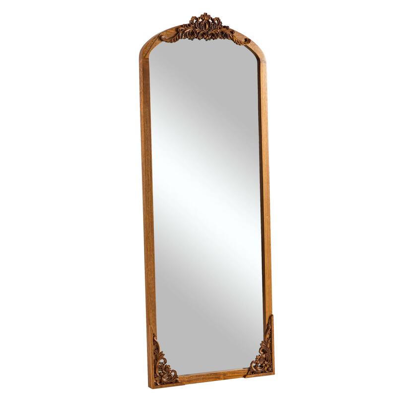 HomeRoots 64" Brown Solid Wood Framed Full Length Mirror - 21.22 in. x 64.06 in. x 1.57 in.