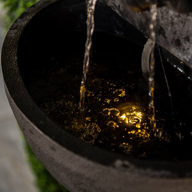 XBrand 30 in H Fiber Resin Wall Buddha Zen Outdoor Garden Water Fountain w/ warm LED Light