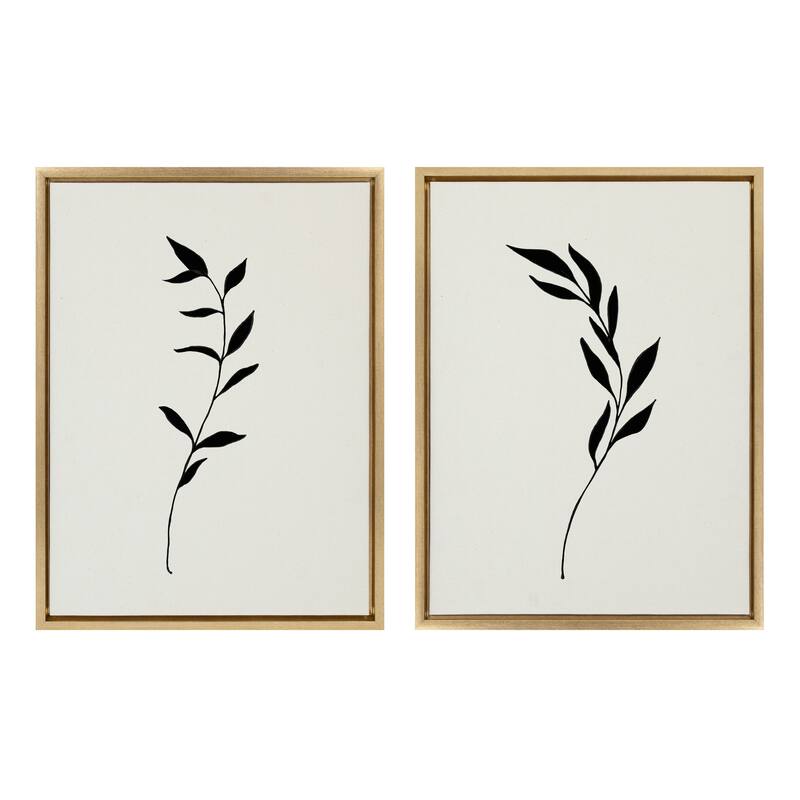Kate and Laurel Sylvie Sketch Canvas Set by The Creative Bunch Studio - 2 Piece 18x24 - Plastic - Gold