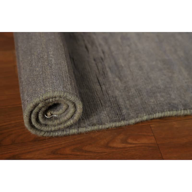 Hand Knotted Oriental 100% Wool Carpet Modern Modern Greys & Charcoal Gabbeh Area Rug - 4' 11'' X 3' 3''