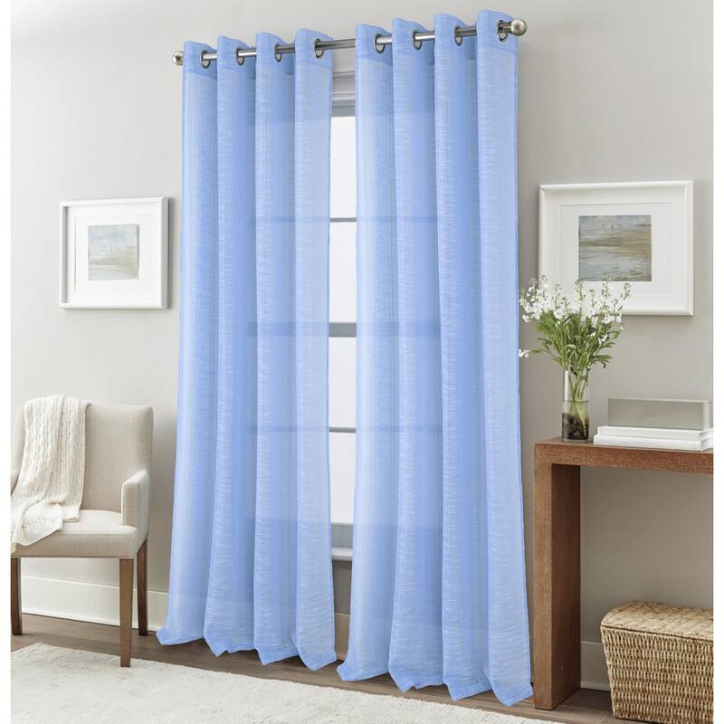 Dexter Linen Texture Window Curtain Panel - 54" x 90" - 90 Inches - Blue