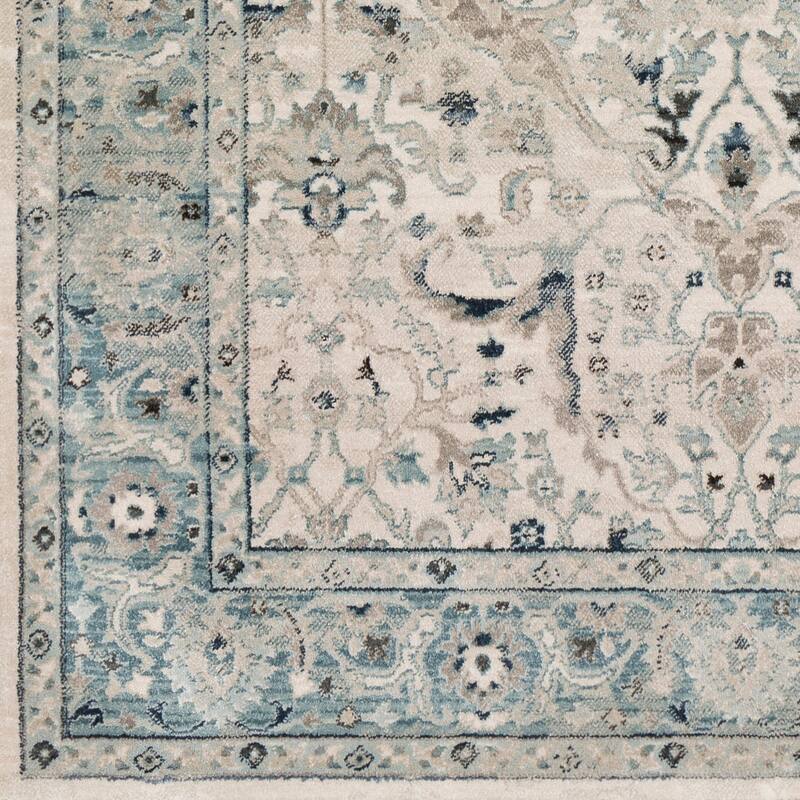 Annelie Teal & Grey Updated Traditional Area Rug - 3' x 5'