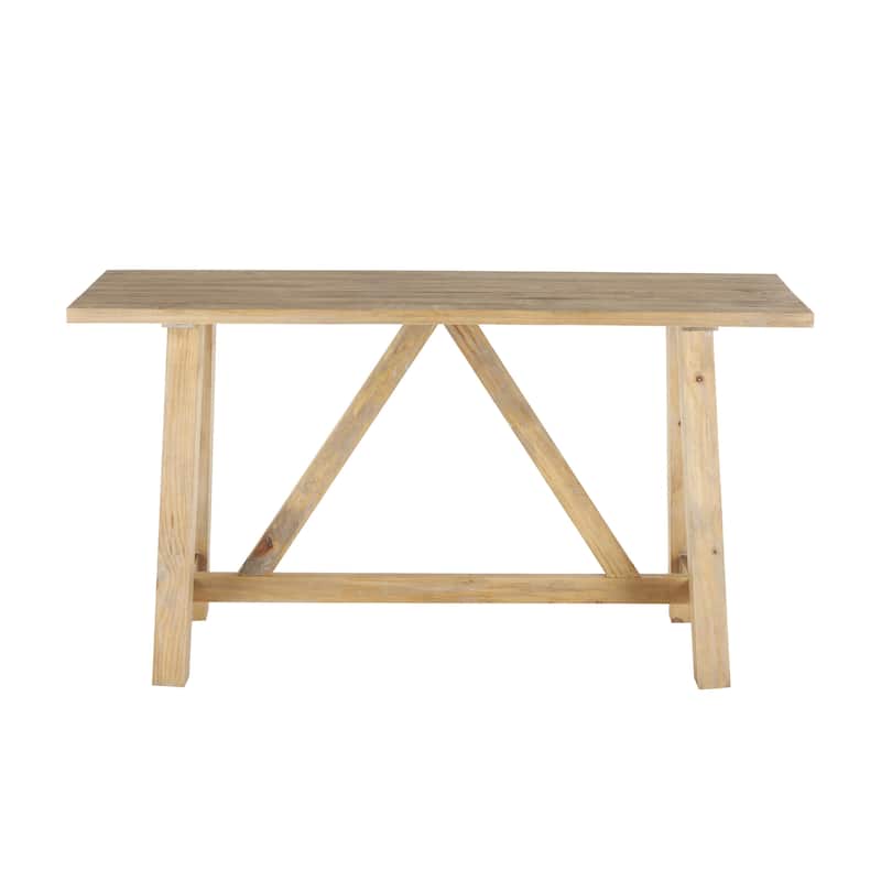 Wood Rectangular Console Table with Flared Legs and Crossed Beams - Light Brown - Roche River Decor