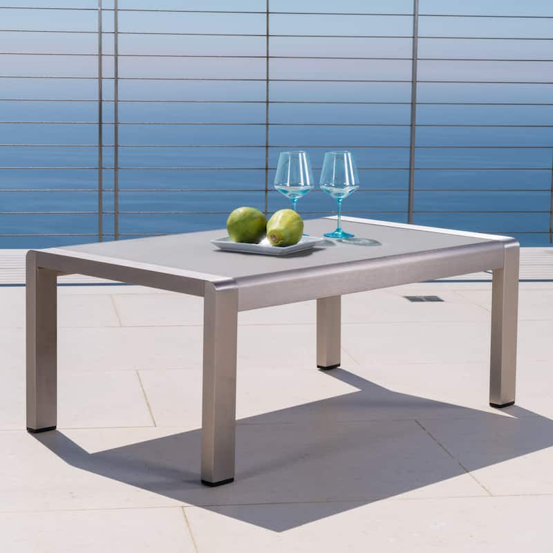 Cape Coral Outdoor Aluminum and Tempered Glass Coffee Table by Christopher Knight Home