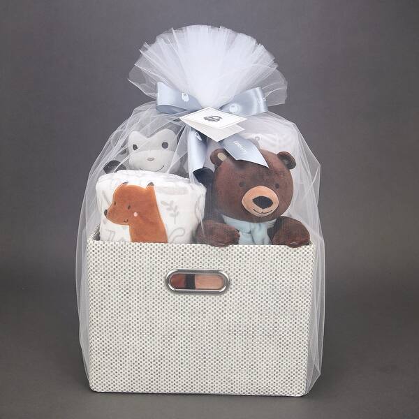 slide 2 of 9, Bedtime Originals 5-Piece Gray Baby Gift Basket Baby Shower/Newborn Welcome Home Gift