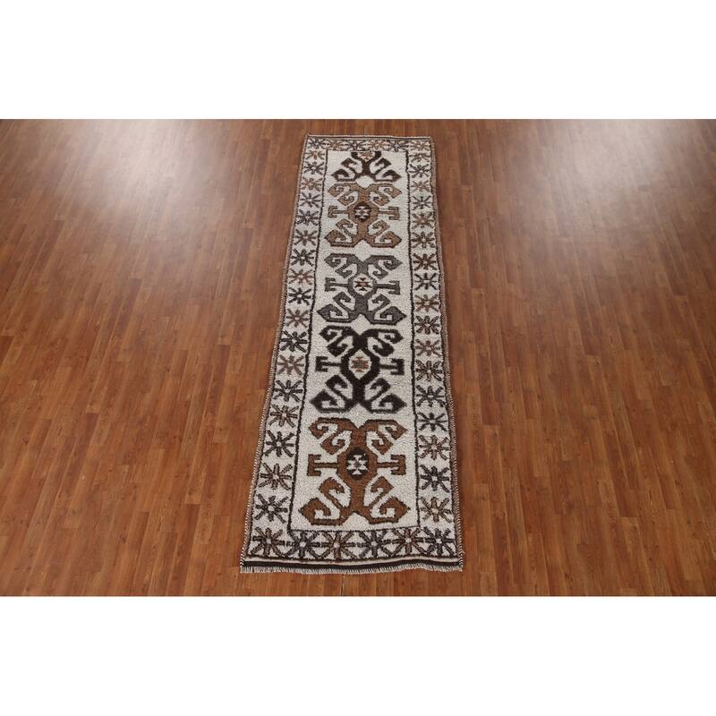 Anatolian Tribal Turkish Runner Rug Handmade Wool Carpet - 3'5"x 11'0"