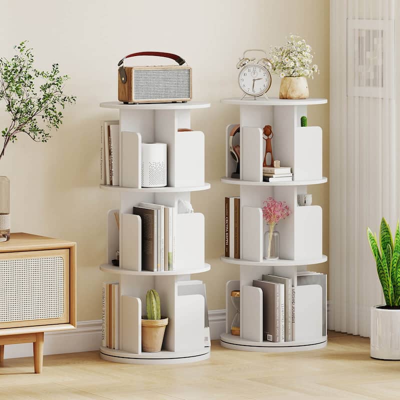 Costway 1/2 PCS 3-Tier Rotating Bookshelf 360° Display Rack with - See Details