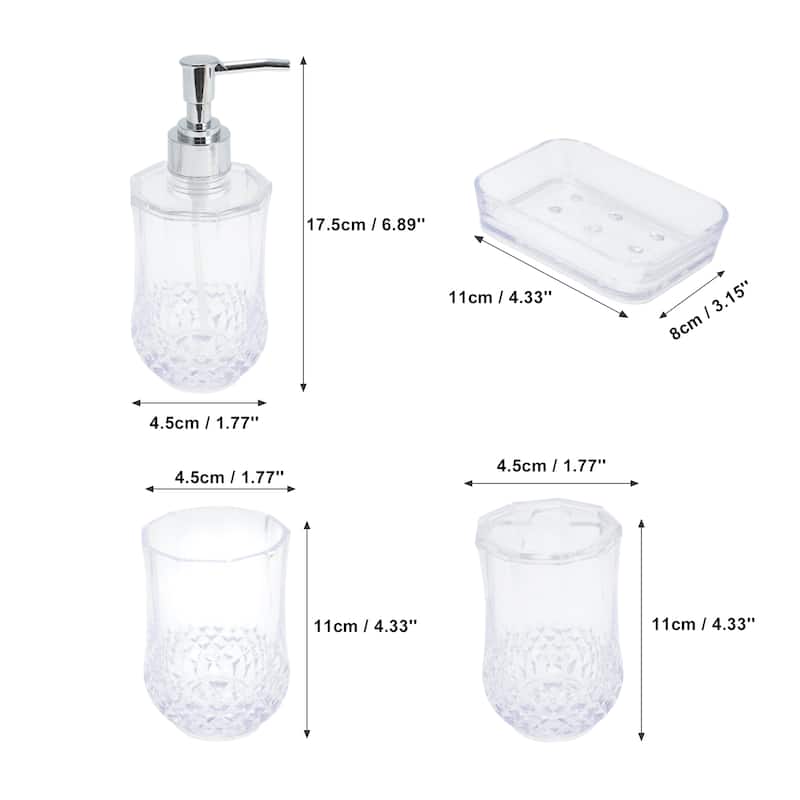 1 Set Durable Bathroom Accessories Set for Bathroom Vanities - Transparent