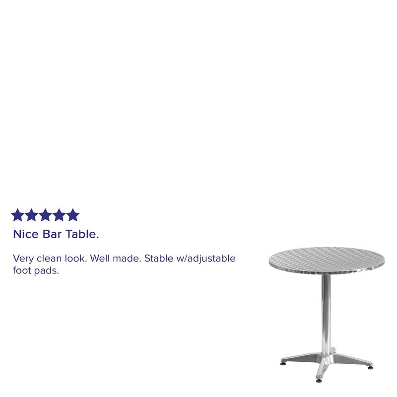 27.5" Round Aluminum Smooth Top Indoor-Outdoor Table with Base
