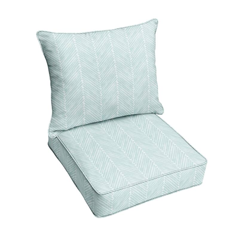 Sorra Home Griffen Snowy Indoor/Outdoor Corded Deep Seating Pillow and Cushion Chair Set