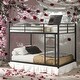 preview thumbnail 10 of 25, Modern Full Over Full Convenient Design Metal Bunk Bed,Low Bunk Bed With Ladder, Black