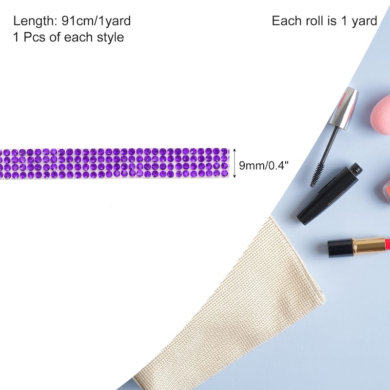 6pcs Self-Adhesive Rhinestone Ribbon for DIY Arts Craft - Dark Purple