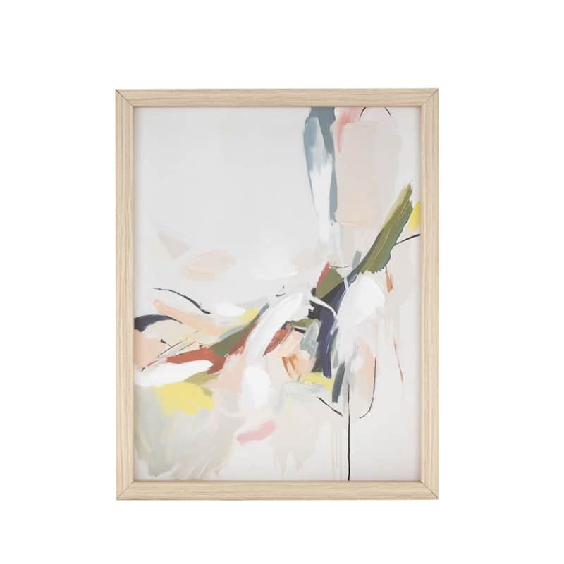 Canvas Abstract Framed Wall Art with Light Brown Frame - Multi Colored - Roche River Decor - 14 x 11 - Brown