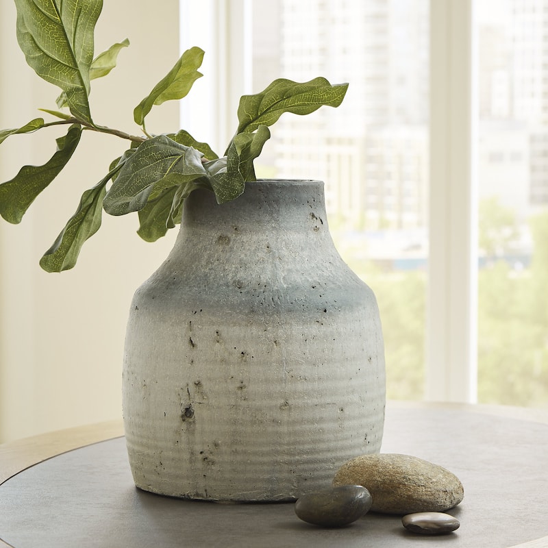 Signature Design by Ashley Moorestone Gray Vase - 12"W x 12"D x 13"H