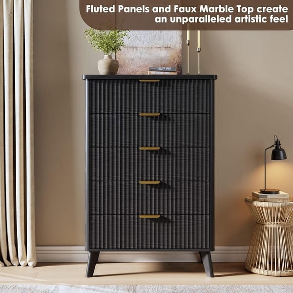 blue dress for baby girl Mid Century Modern 7 Drawer Fluted Dresser Wood Storage Cabinet main image 1
