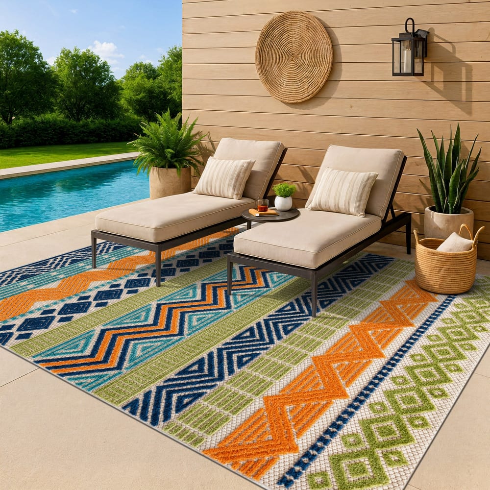 Marbella Contemporary Boho Indoor/Outdoor Area Rug