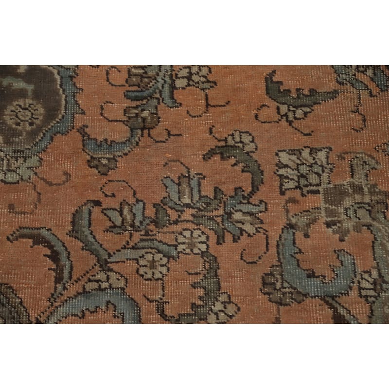 Hand Knotted Oriental 100% Wool Carpet Traditional Floral Oranges & Rust Tabriz Area Rug - 12' 7'' X 10' 1''