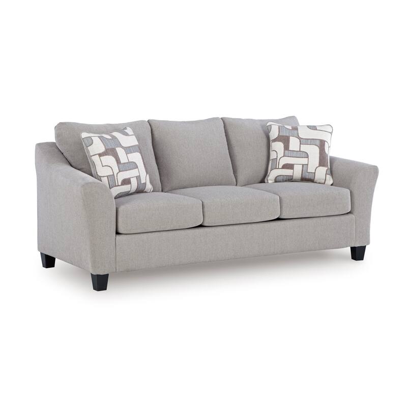 Roundhill Furniture Elaris Contemporary Flared Arm Sofa with Soft Chenille Upholstery, Taupe - 7'6" x 9'6"