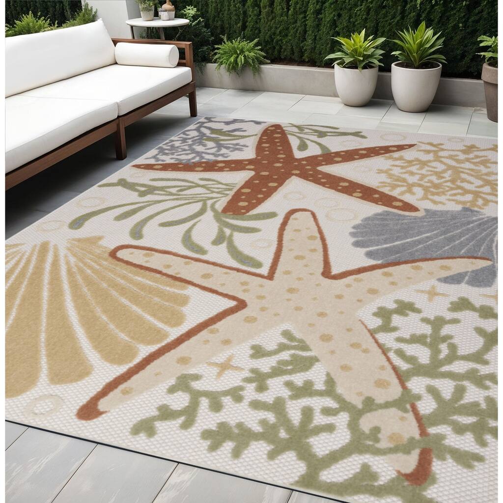 HomeRoots Contemporary Rectangle Outdoor Rug - 5' X 7'