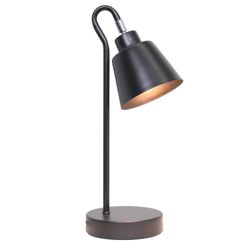 Looped Neck Desk Lamp with Adjustable Cone Shade - 16" - Black