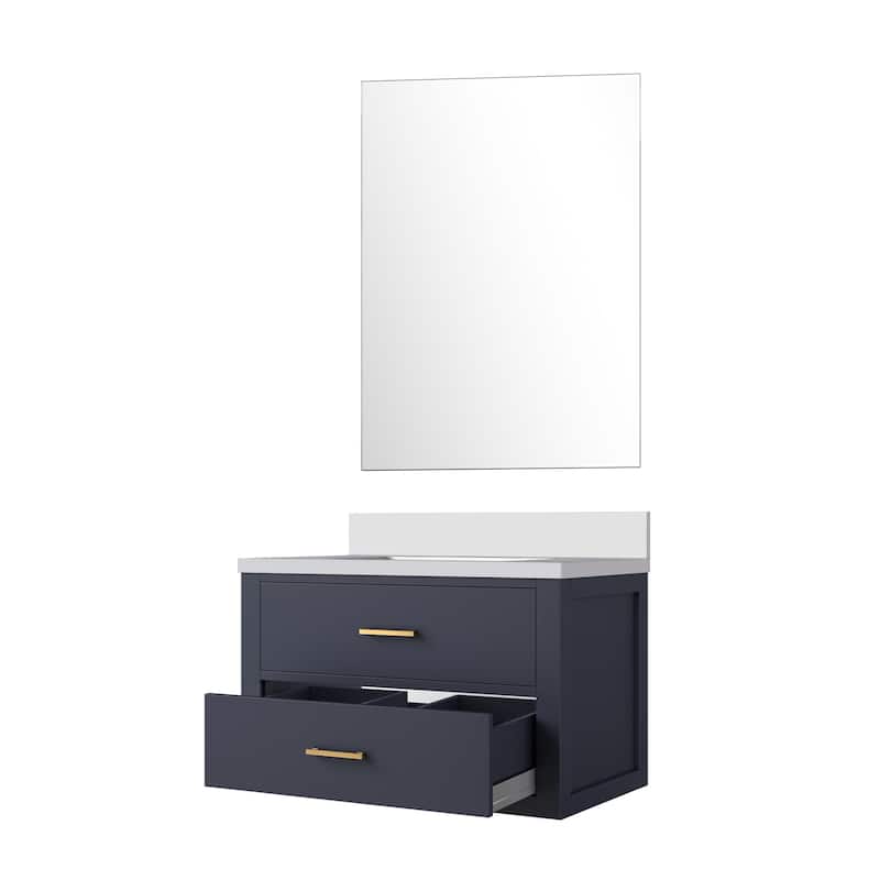 Castor Bath Vanity with Quartz Top, Sink and Mirror