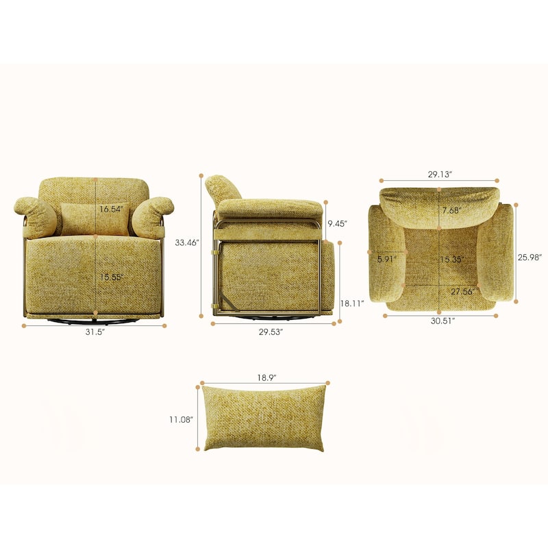 360 Degree Square Swivel Accent Sofa Chair with Ergonomic Wide Seat, Upholstered Lounge Chair Reading Chair Armchair