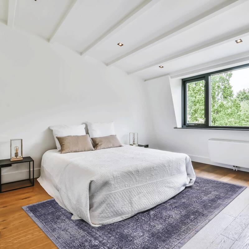 MAVAL Anthracite Washable Non-Shedding Area Rug