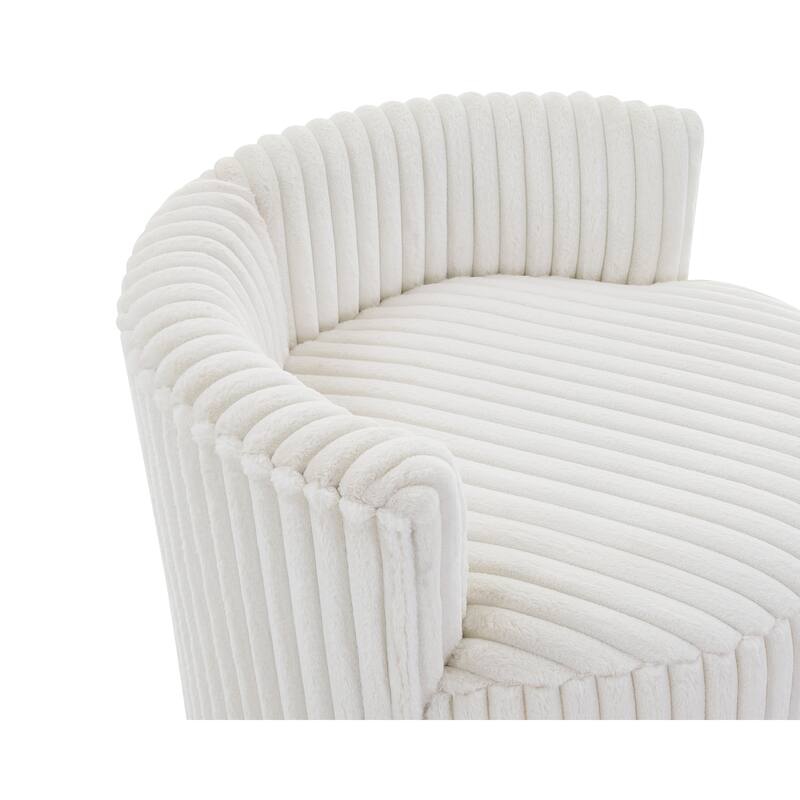 Corduroy Upholstered Swivel Barrel Chair, 3D Honeycomb Pattern Wide Sofa Chair, Lounge Armchair with Wheels & 3 Pillows