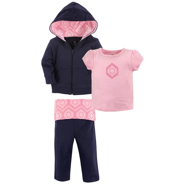 slide 1 of 1, Yoga Sprout Toddler Girl Cotton Hoodie, Tee Top, and Pant, Moroccan Toddler 2T - Moroccan Toddler