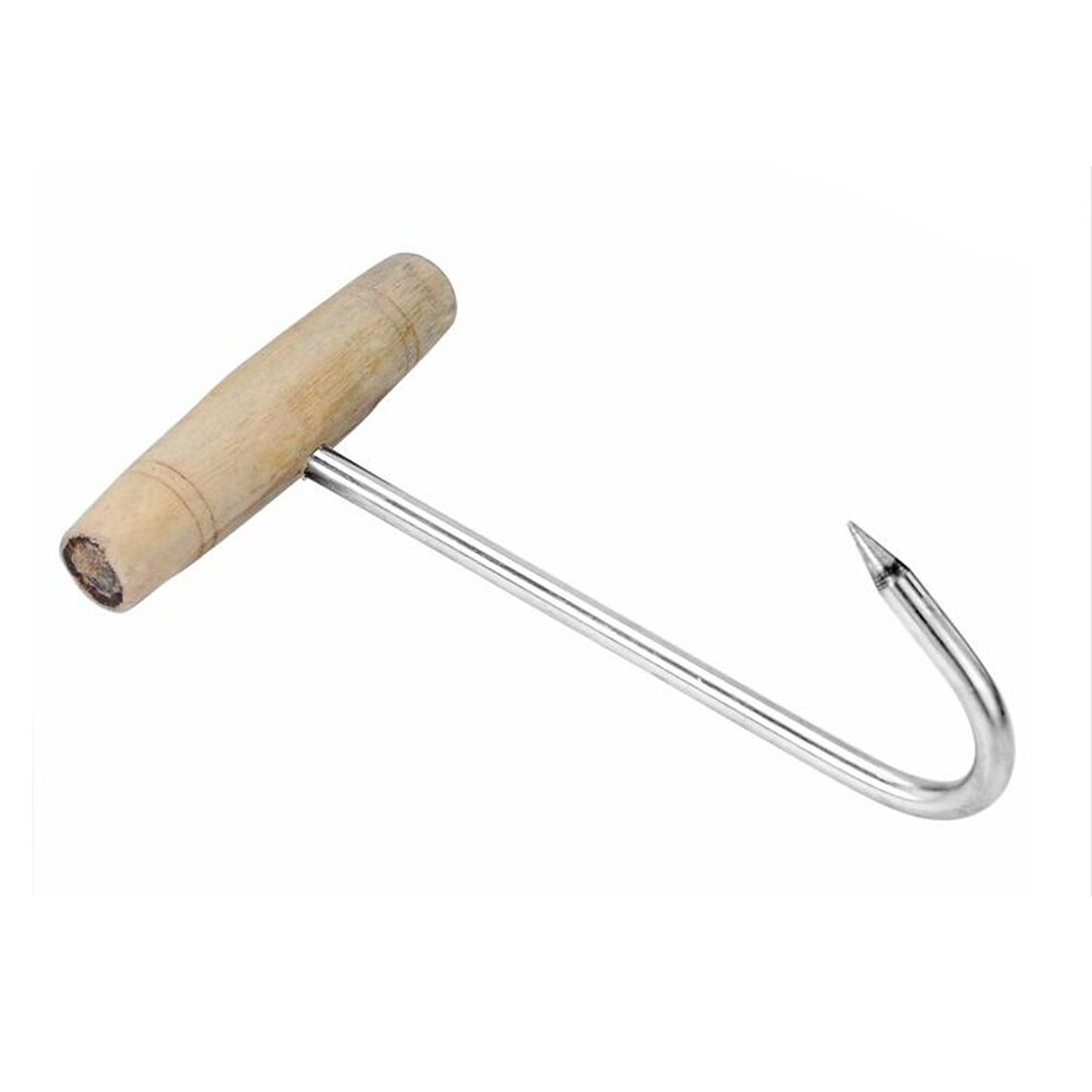 Roast Duck Wooden Handle Long Hook Thick Stainless Steel 