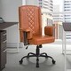 preview thumbnail 1 of 14, 45° Rotating Armrests Executive Office Chair Adjustable Height High Backrest with 90°-130° Recline PU Leather & Nail Head Trim Brown
