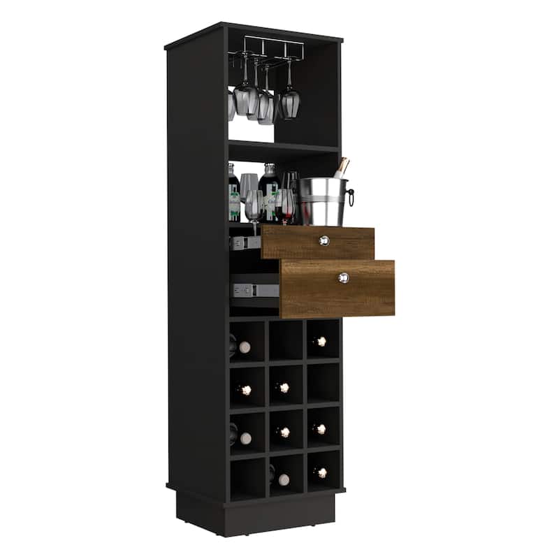 Classic Bar Cabinet with 2 Drawers, Glass Rack, - N/A