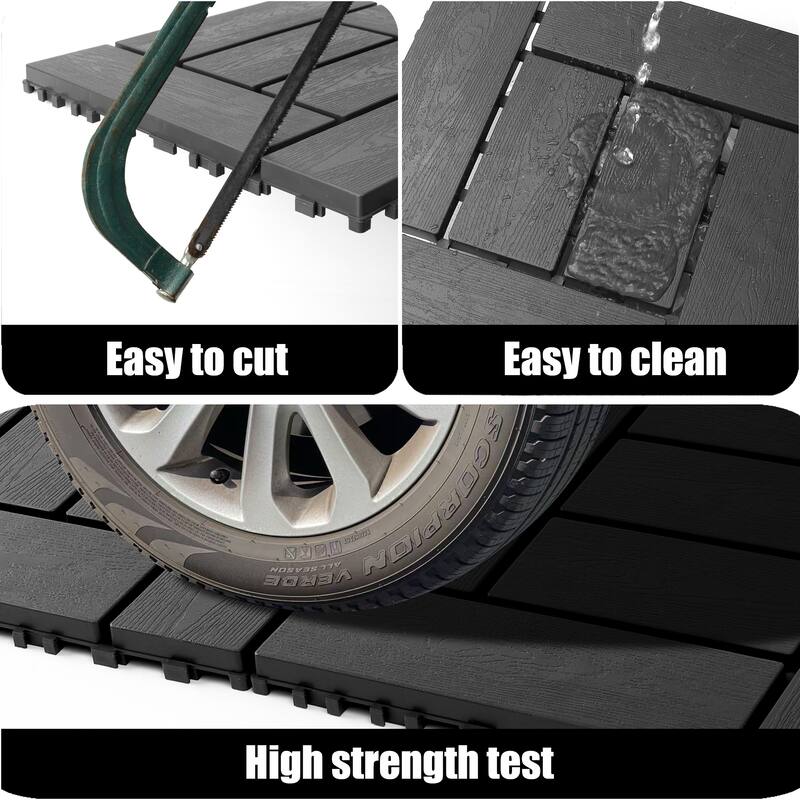 12-inch ZZ style interlocking deck tiles, DIY modular interlocking decking floor tiles, indoor and outdoor, 44pcs