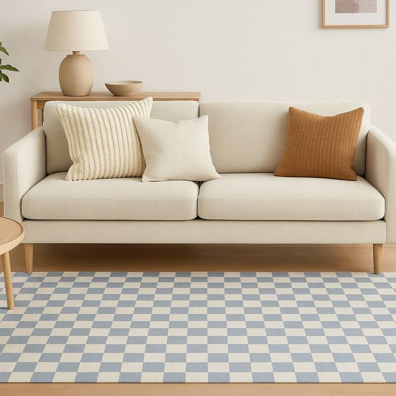 HomeRoots Checkered Modern Rectangle Area Rug - 96 in. x 60 in. x 0.4 in. - 96 in. x 60 in.  x 0.4 in.