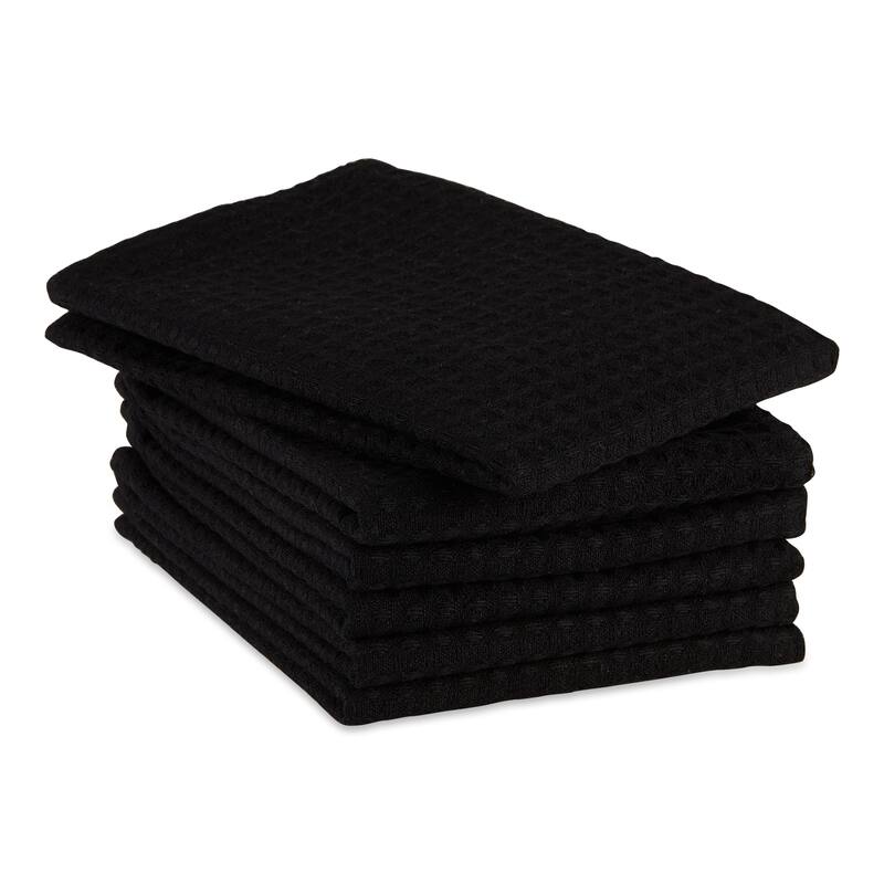 DII Black Recycled Cotton Waffle Dishtowel (Set of 6)