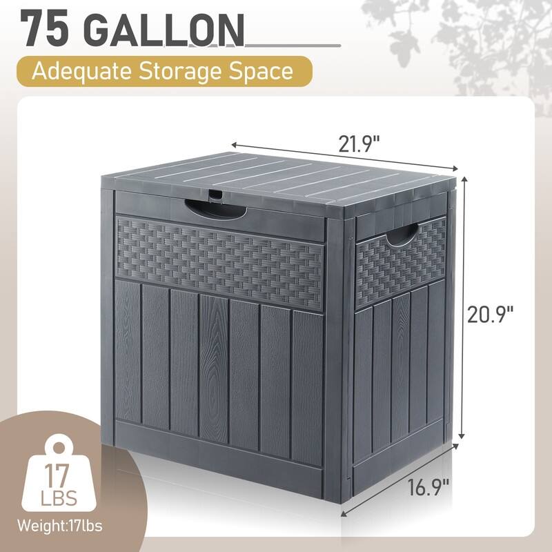 33 Gallons Gray Water Resistant PVC Deck Box - N/A
