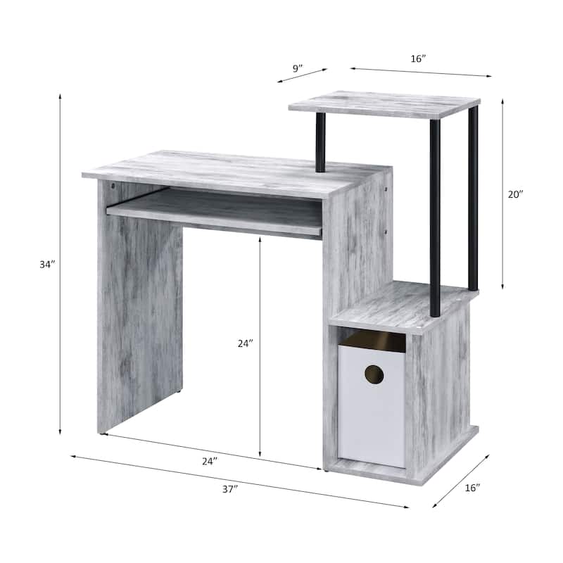 Anmytek Black L Shaped Computer Desk with Keyboard Tray and Storage Modern Home Office Desk for Small Spaces