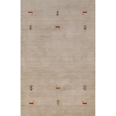 Tribal Gabbeh Indian Foyer Rug Handmade Modern Wool Carpet - 3'0" x 4'9"