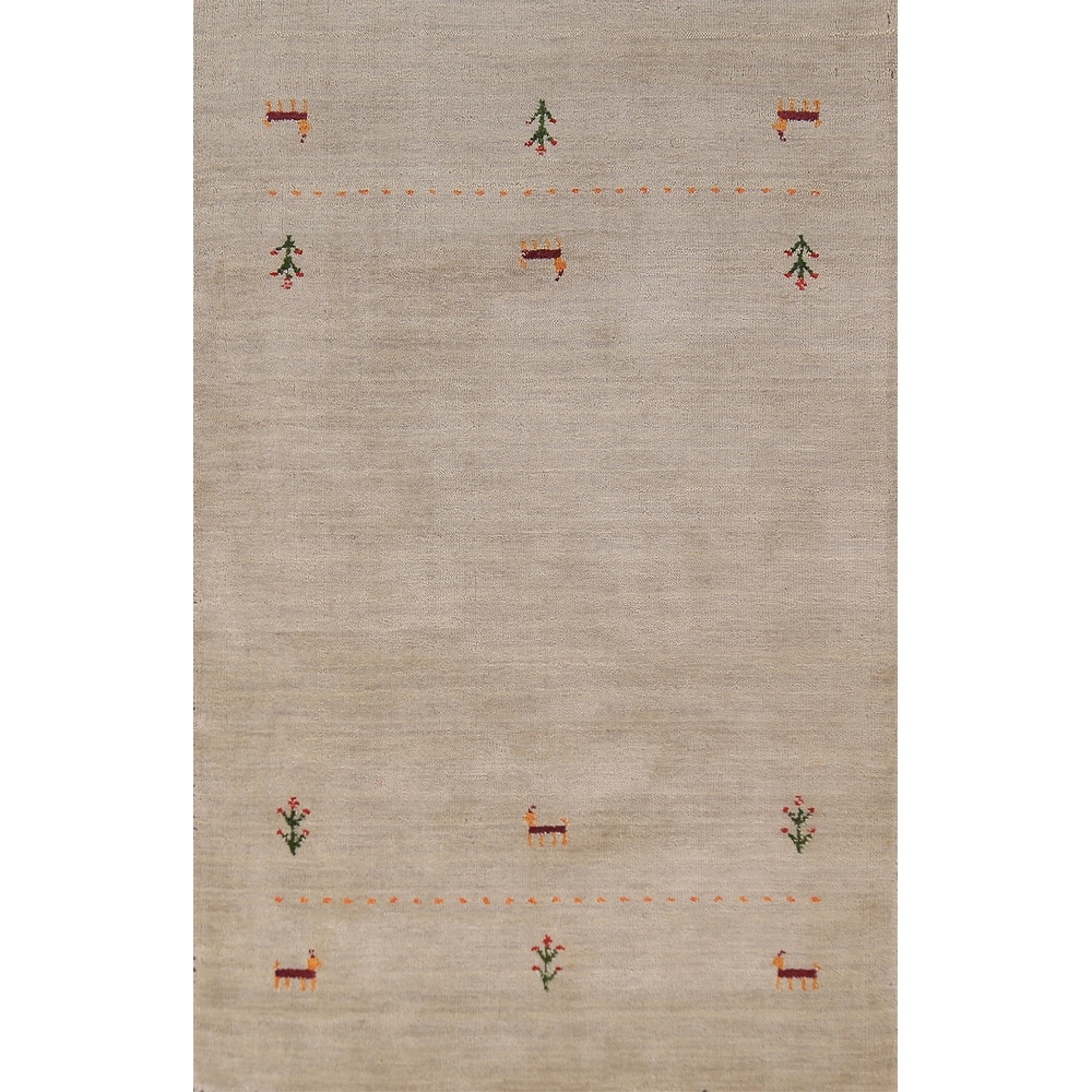 Tribal Gabbeh Indian Foyer Rug Handmade Modern Wool Carpet - 3'0" x 4'9"