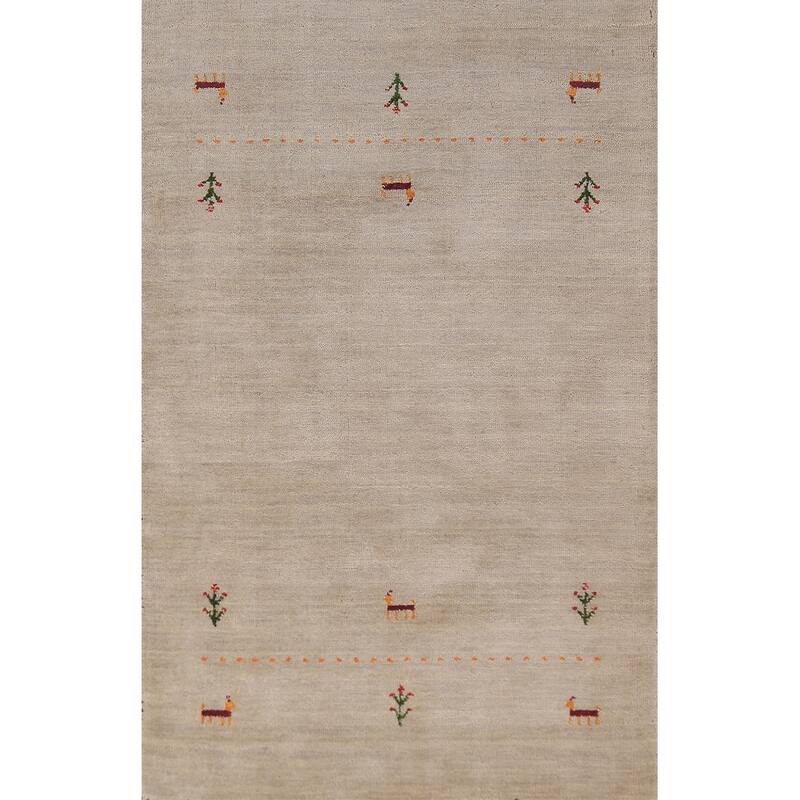Tribal Gabbeh Indian Foyer Rug Handmade Modern Wool Carpet - 3'0" x 4'9"