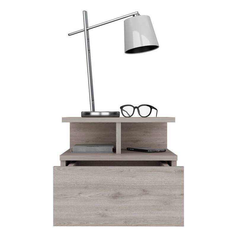 Adele Floating Nightstand with Open Shelf, Drawer, White