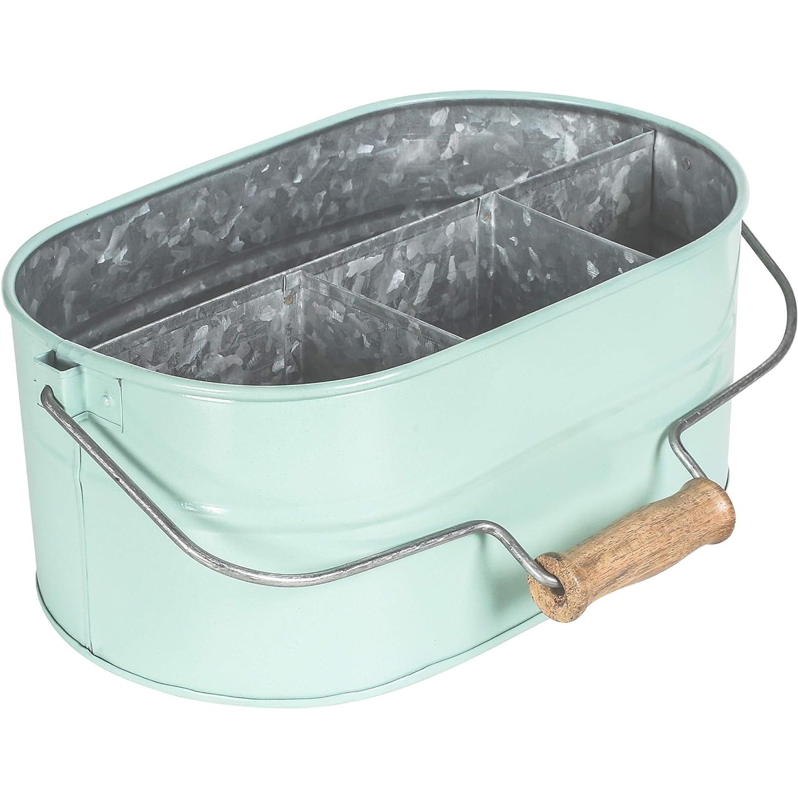 Life By Cotton Farmhouse Galvanized Flatware Caddy Organizer for Home & Kitchen Counter-top/Outdoor, Size 13.5x10x5.5 - Inch