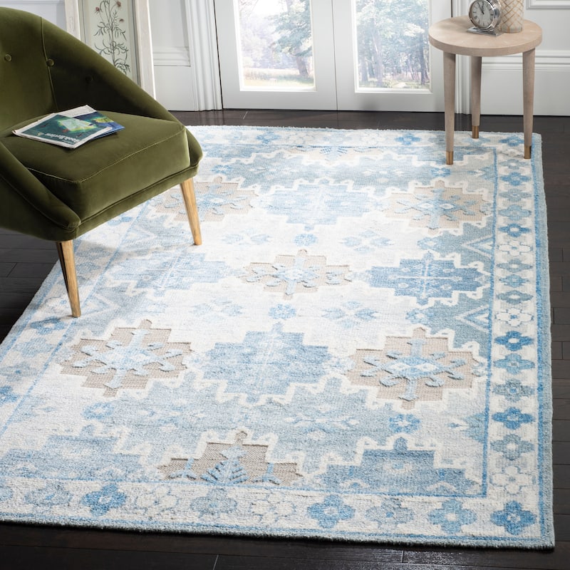 SAFAVIEH Hand-knotted Paseo Tuire Modern Rayon from Bamboo Rug - 8' x 10' - Blue