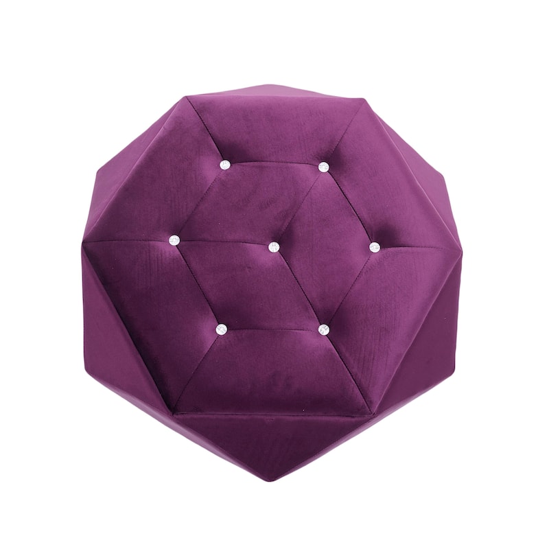 Velvet Polygon Ottoman with Diamond Lid, Multi-Functional Tufted Stroage Ottoman for Bedroom Entryway Foot Rest Stool