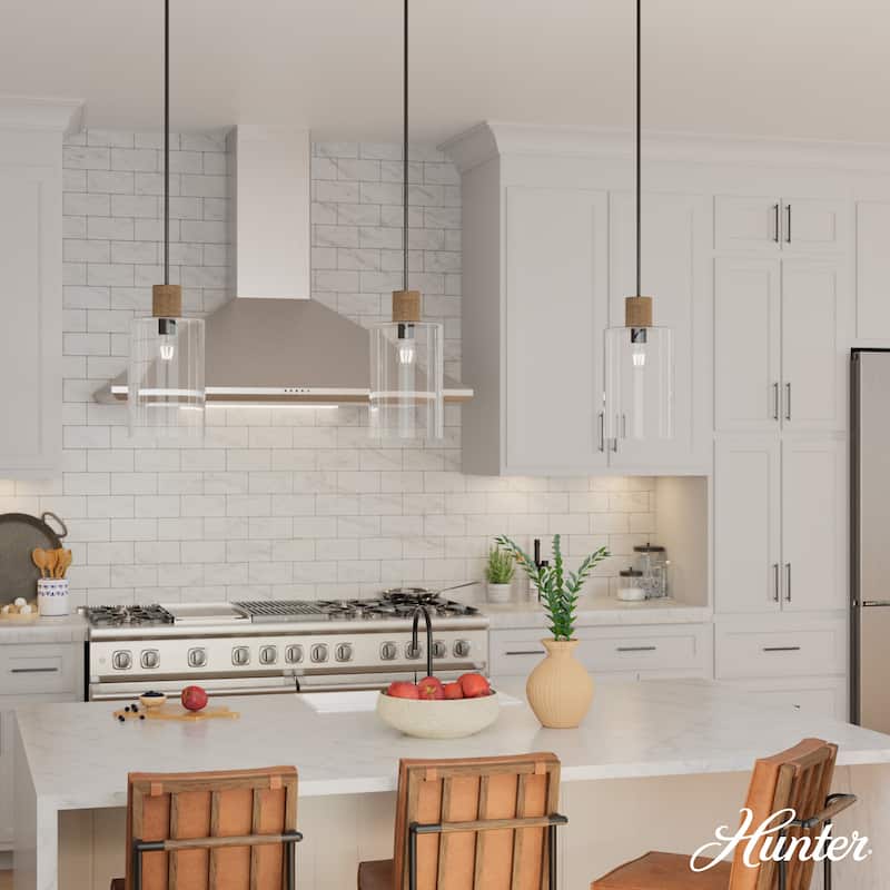 Hunter Vanning 1-Light Pendant w/ Natural Sisal Rope, Clear Glass - Kitchen, Dining Room, Foyer - Casual, Modern - Designer!