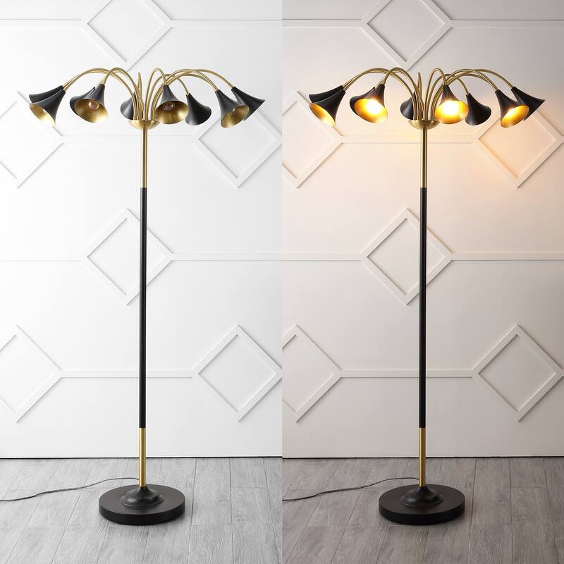 Nora 61" 10-Light Mid-Century Modern Iron Medusa Multi Head LED Floor Lamp, by JONATHAN Y