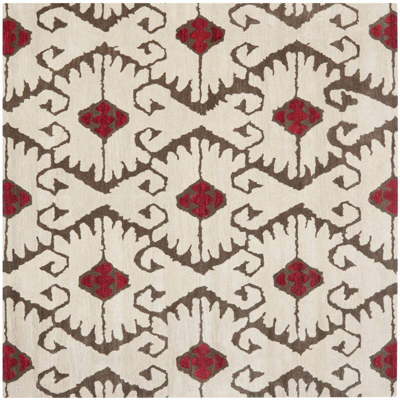 SAFAVIEH Handmade Wyndham Bekin Modern Wool Rug - 7' Square - Ivory/Brown