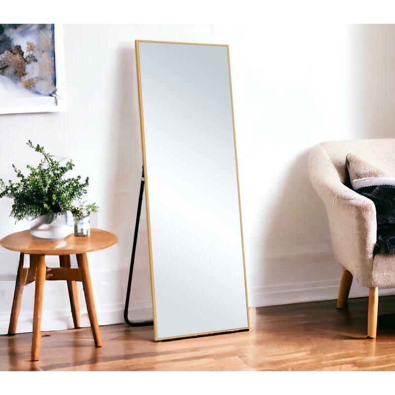 HomeRoots Narrow Minimal Gold Full-length Floor Mirror With Standing - 24