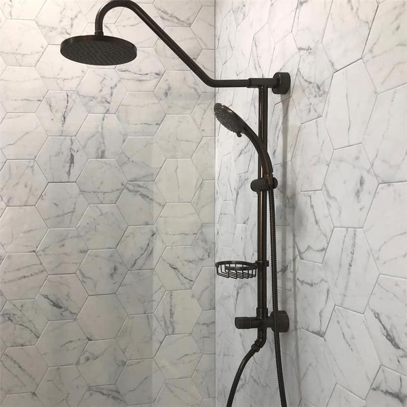 Merola Tile Classico Carrara Hexagon 7" x 8" Porcelain Floor and Wall Tile