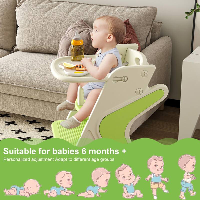 Multi Functional Growing Up Dining Chair,Adjustable Height Toddler Tower,Five-Point Seat Belts And A Movable Large Dinner Plate